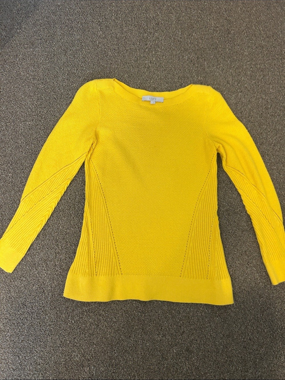 LOFT Sunny Yellow Crewneck Textured Sweater